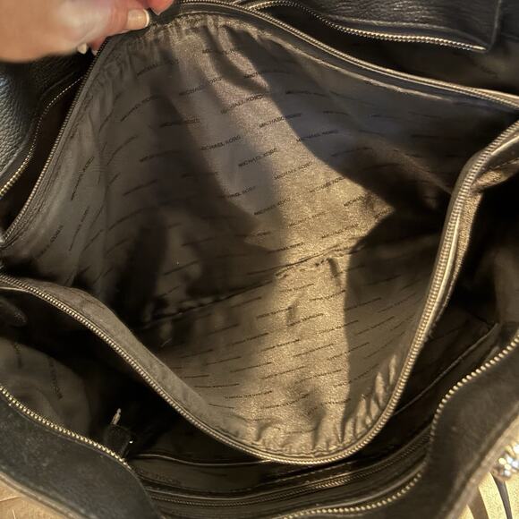 MICHAEL KORS Tote Bag Black Large Chain Mercer Work Bag Pebbled Leather Office - Picture 9 of 16